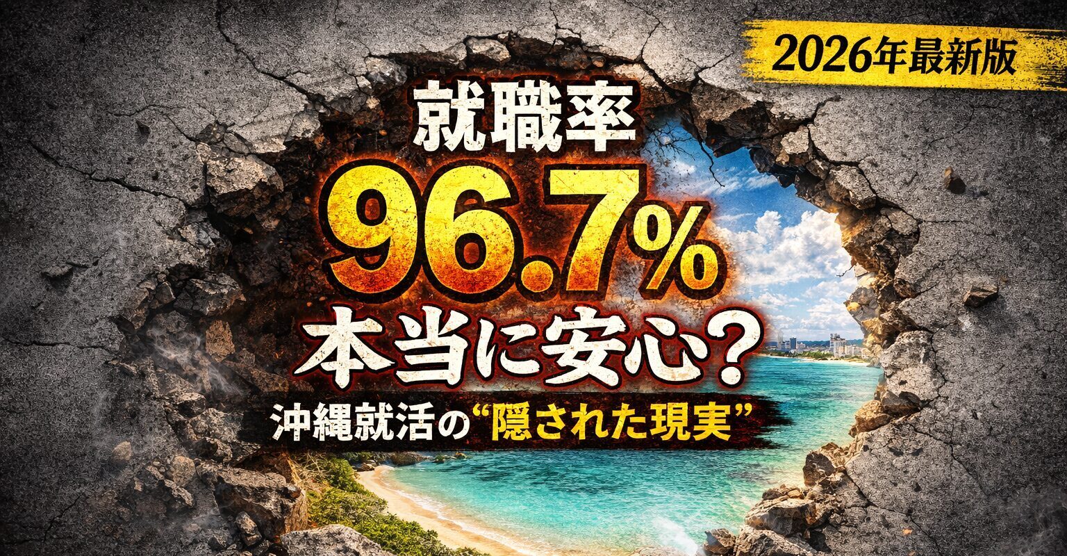 就職率96，7％本当に安心？のイラスト