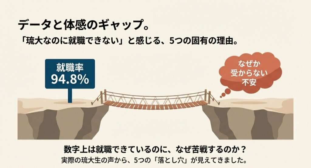 データと体感のギャップのイラスト