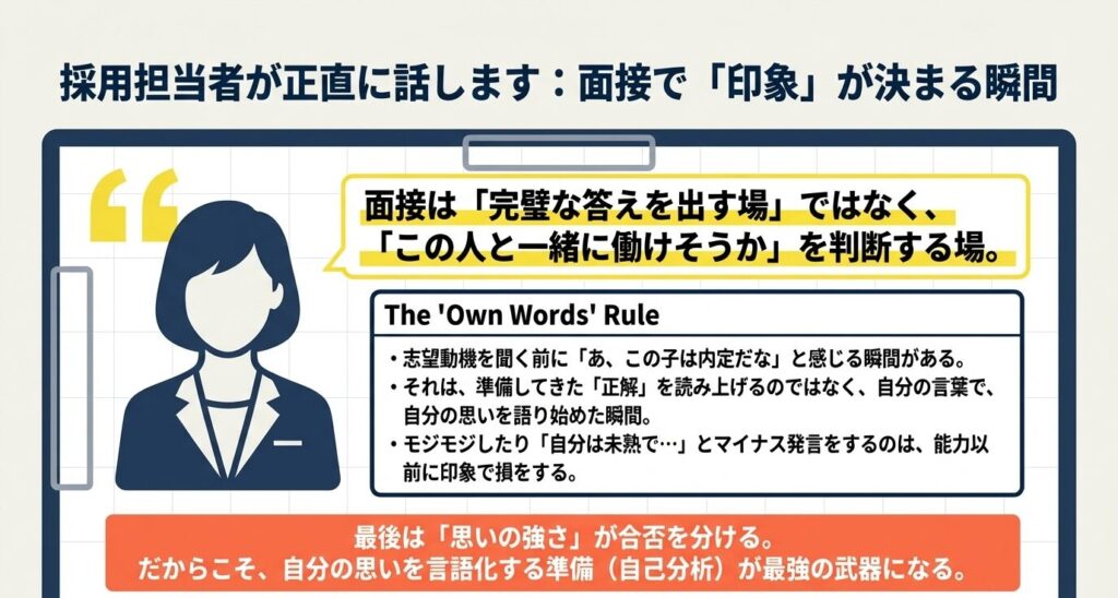 採用担当者が正直に話します：面接で「印象」が決まる習慣のイラスト

